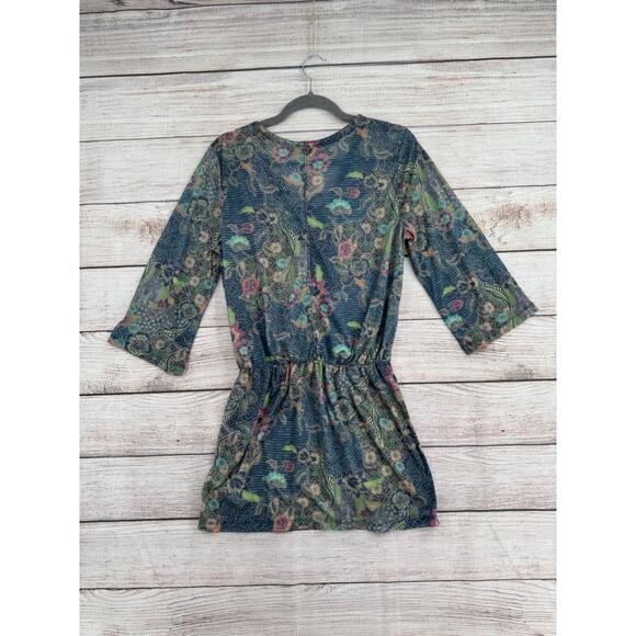 prAna Keoki Tunic Dress Coverup Women's Size Small Blue/Yellow - Picture 2 of 12